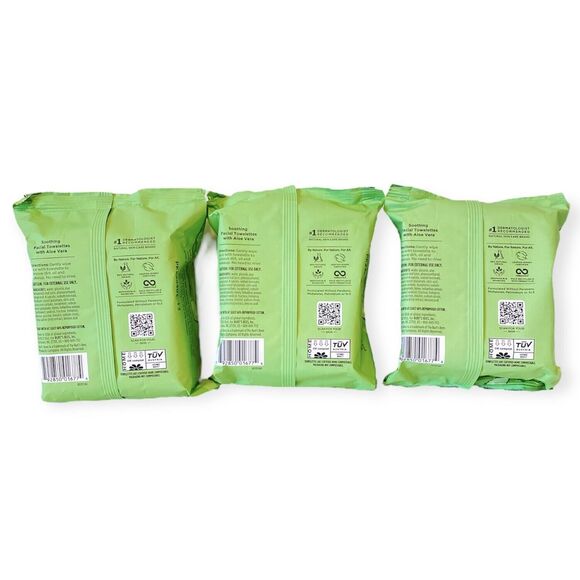 BURT'S BEES Sensitive Skin Facial Cleansing Towelettes 3 PACKS Aloe Soothing - Picture 2 of 5